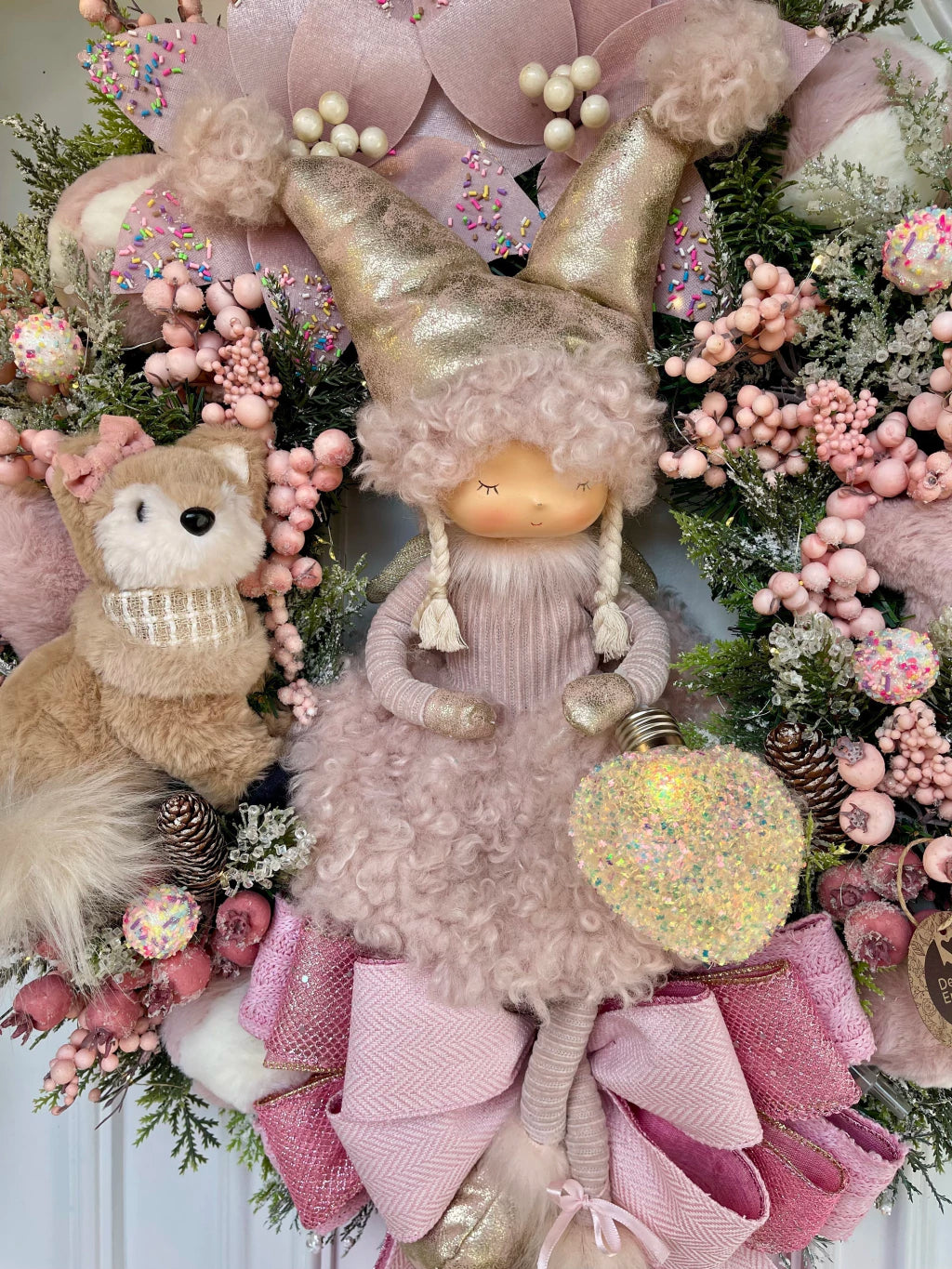 Guirlanda De Natal Menina C/ Raposa 65cm C/ Led