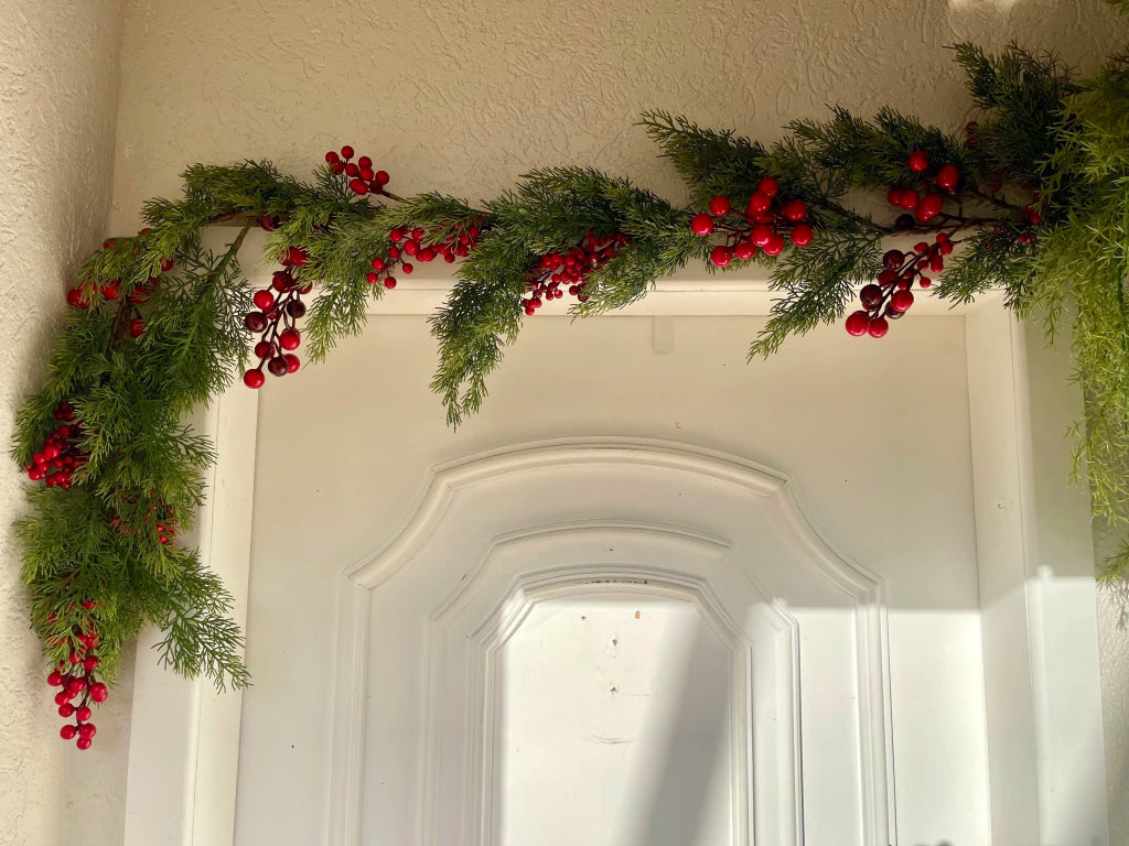 Festão decorado verde c/ berrys 1,50 m