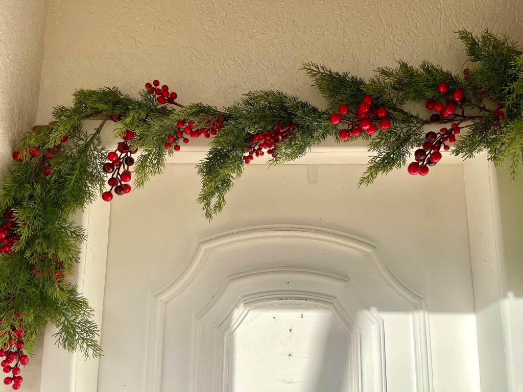 Festão decorado verde c/ berrys 1,50 m