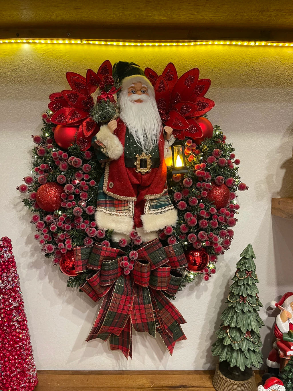 Guirlanda De Natal Noel Xadrez Led 65cm