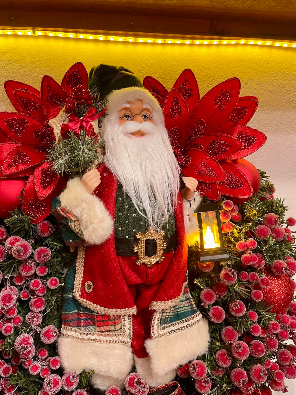 Guirlanda De Natal Noel Xadrez Led 65cm