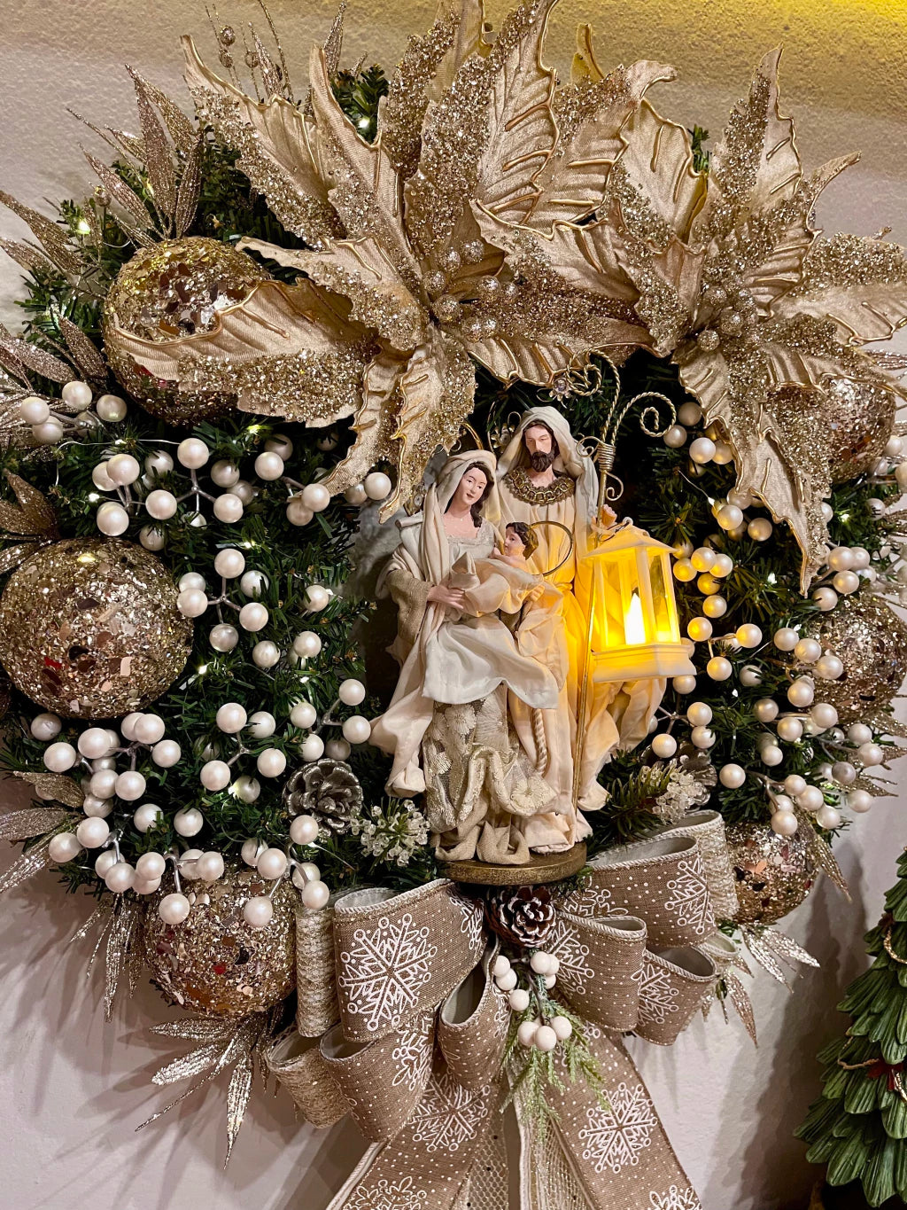 Guirlanda De Natal Sagrada Família C/ Led 65cm