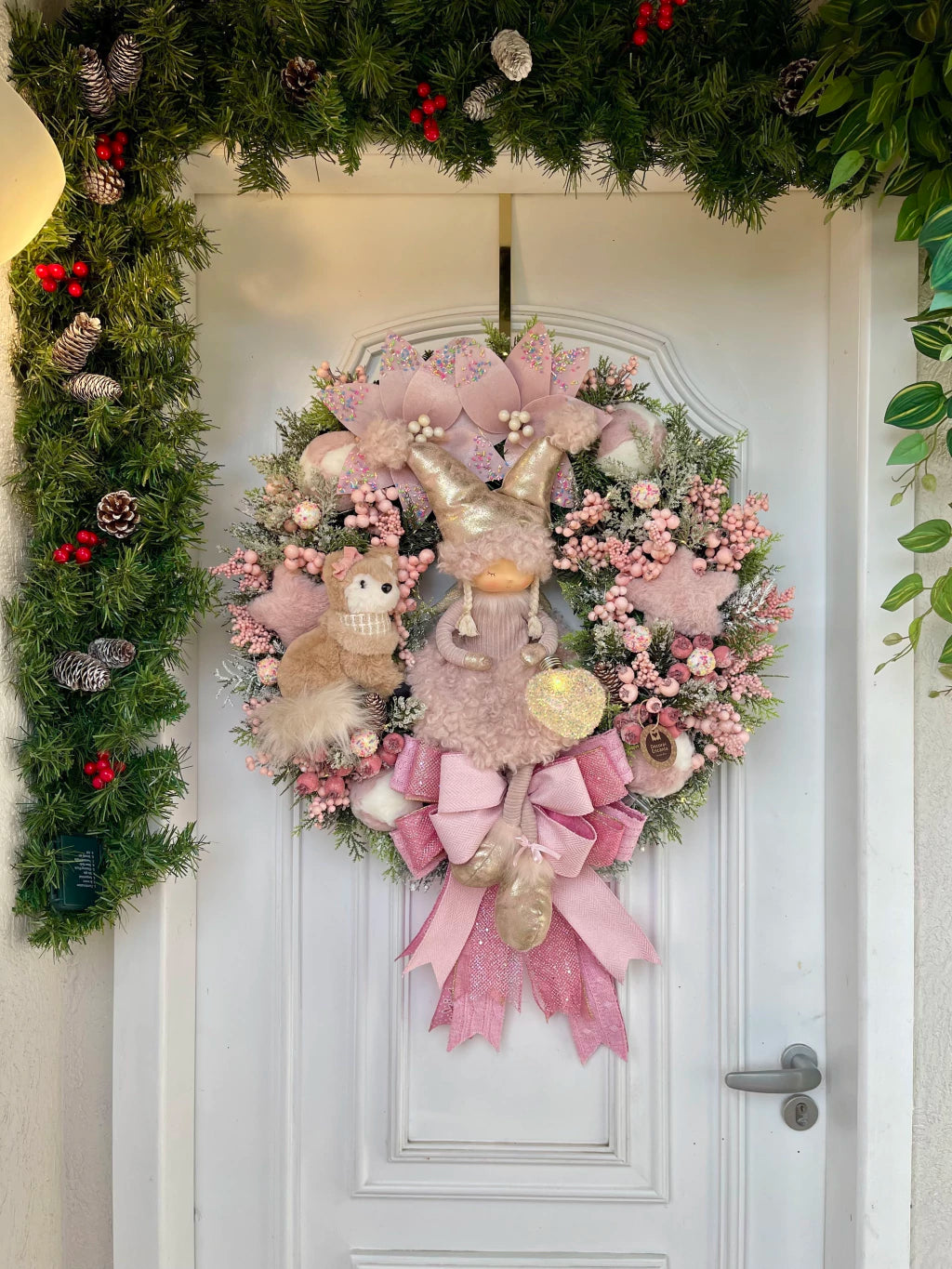 Guirlanda De Natal Menina C/ Raposa 65cm C/ Led