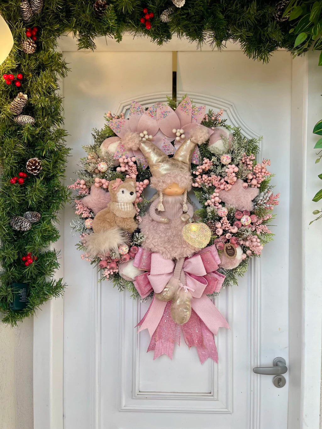 Guirlanda De Natal Menina C/ Raposa 65cm C/ Led