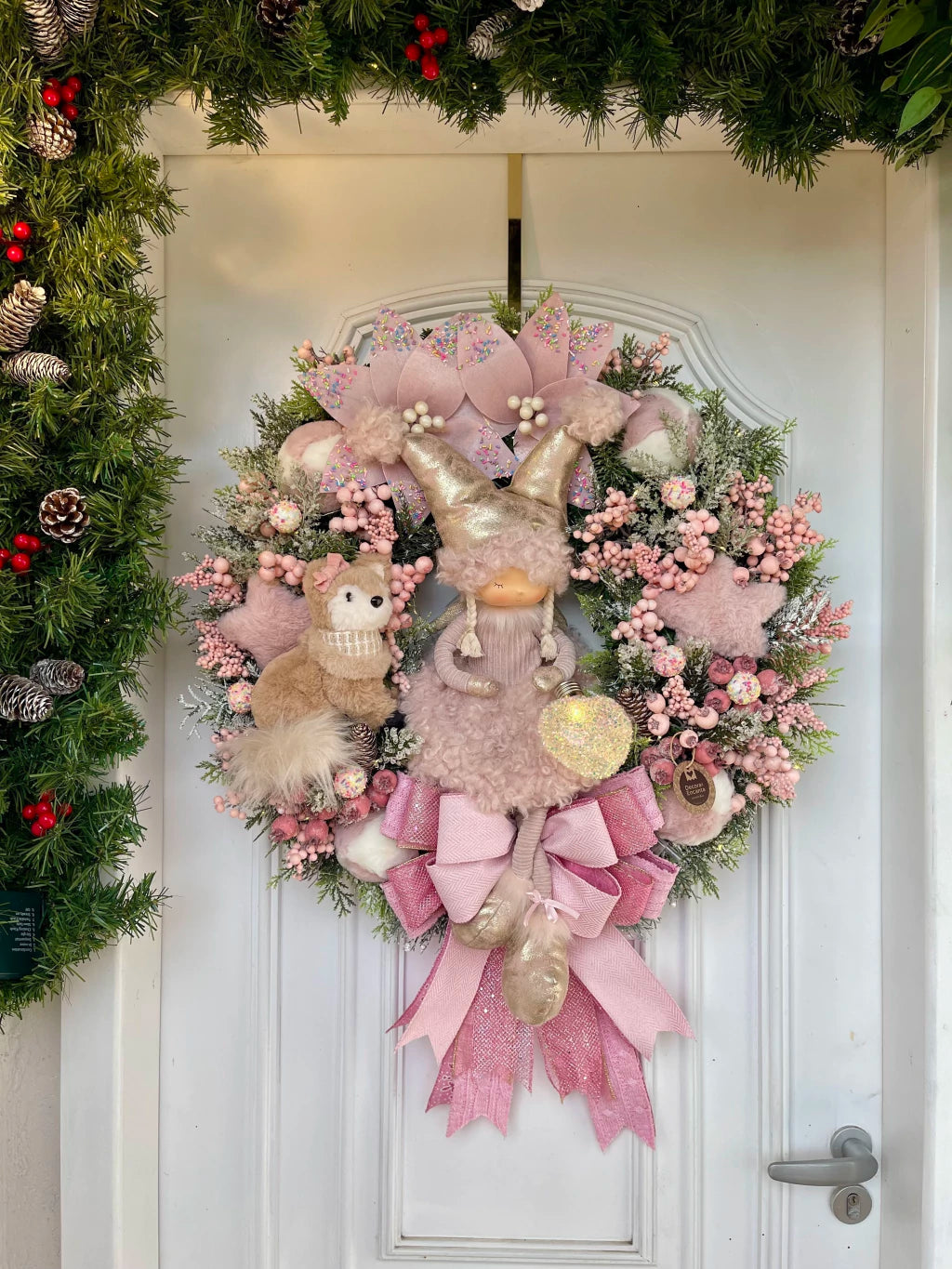 Guirlanda De Natal Menina C/ Raposa 65cm C/ Led