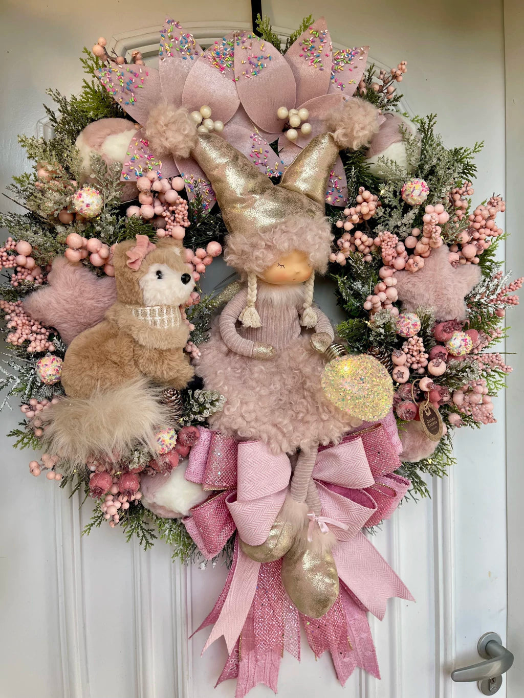 Guirlanda De Natal Menina C/ Raposa 65cm C/ Led