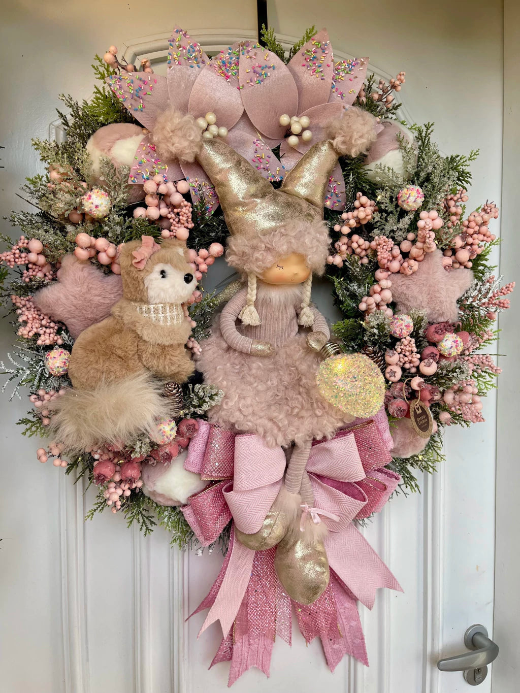 Guirlanda De Natal Menina C/ Raposa 65cm C/ Led