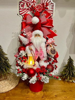 Árvore De Natal Decorada 70cm C/ Led Candy Cane