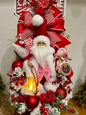 Árvore De Natal Decorada 70cm C/ Led Candy Cane