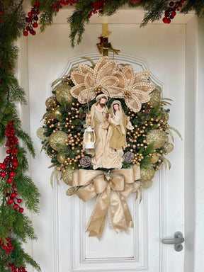 Guirlanda De Natal Sagrada Família C/ Led 65cm