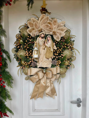 Guirlanda De Natal Sagrada Família C/ Led 65cm