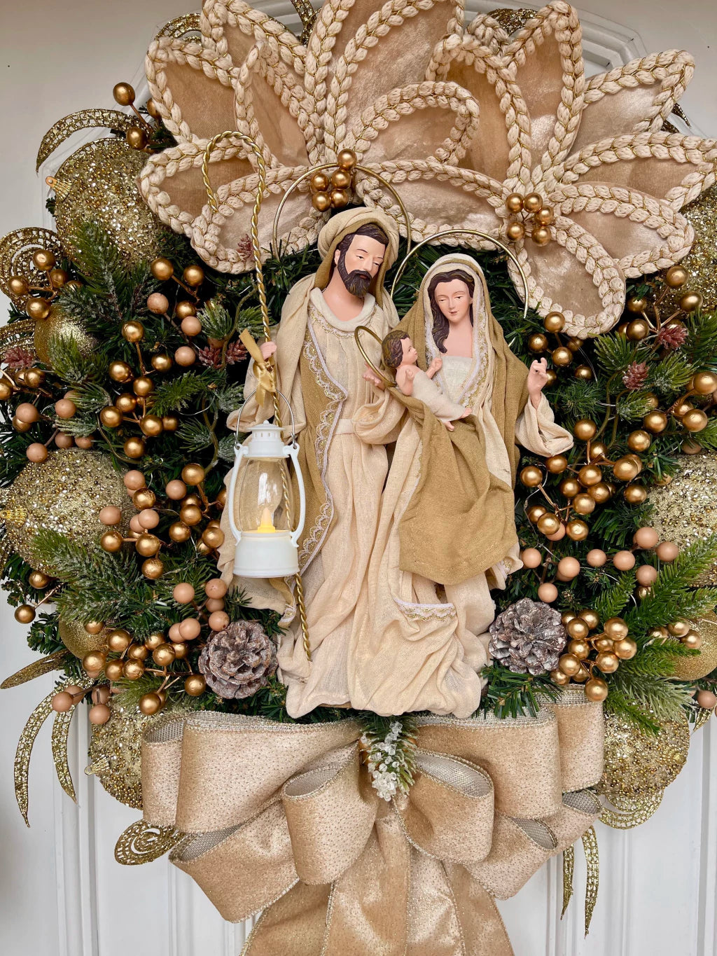 Guirlanda De Natal Sagrada Família C/ Led 65cm