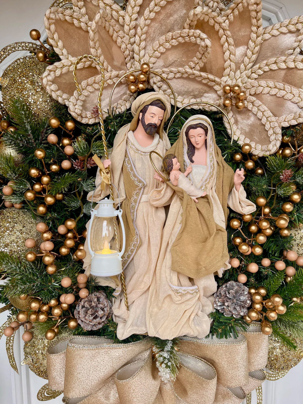 Guirlanda De Natal Sagrada Família C/ Led 65cm