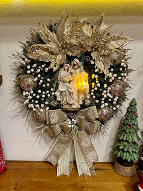 Guirlanda De Natal Sagrada Família C/ Led 65cm