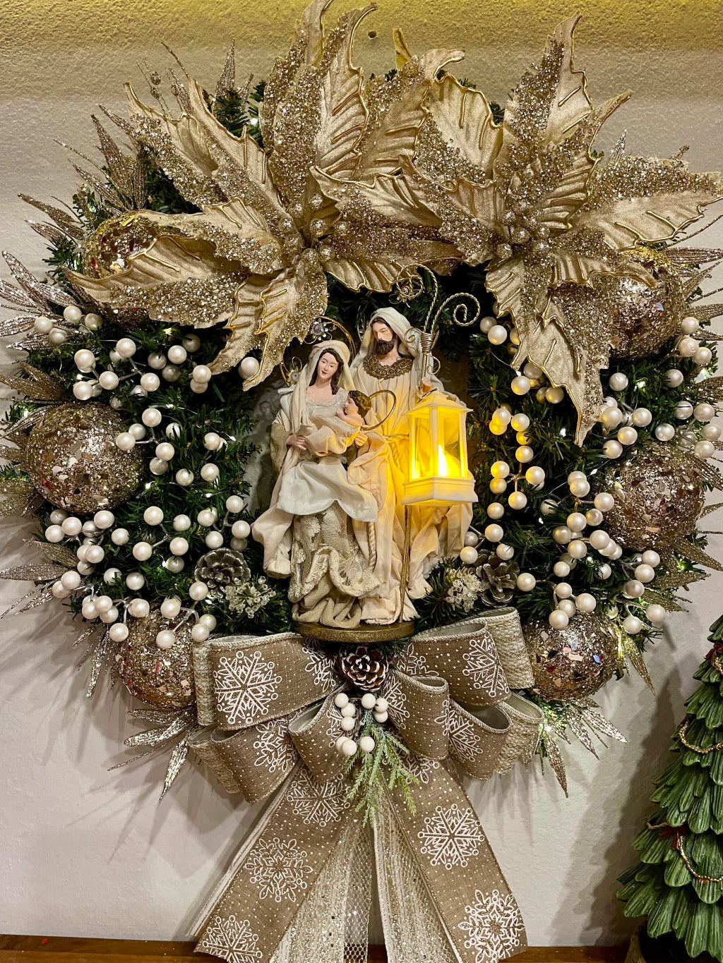 Guirlanda De Natal Sagrada Família C/ Led 65cm