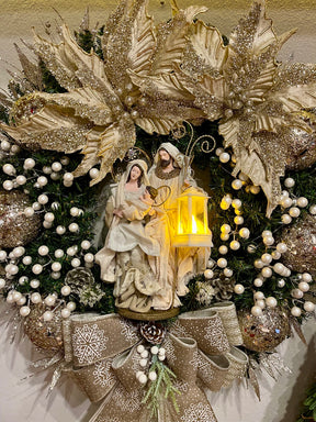 Guirlanda De Natal Sagrada Família C/ Led 65cm