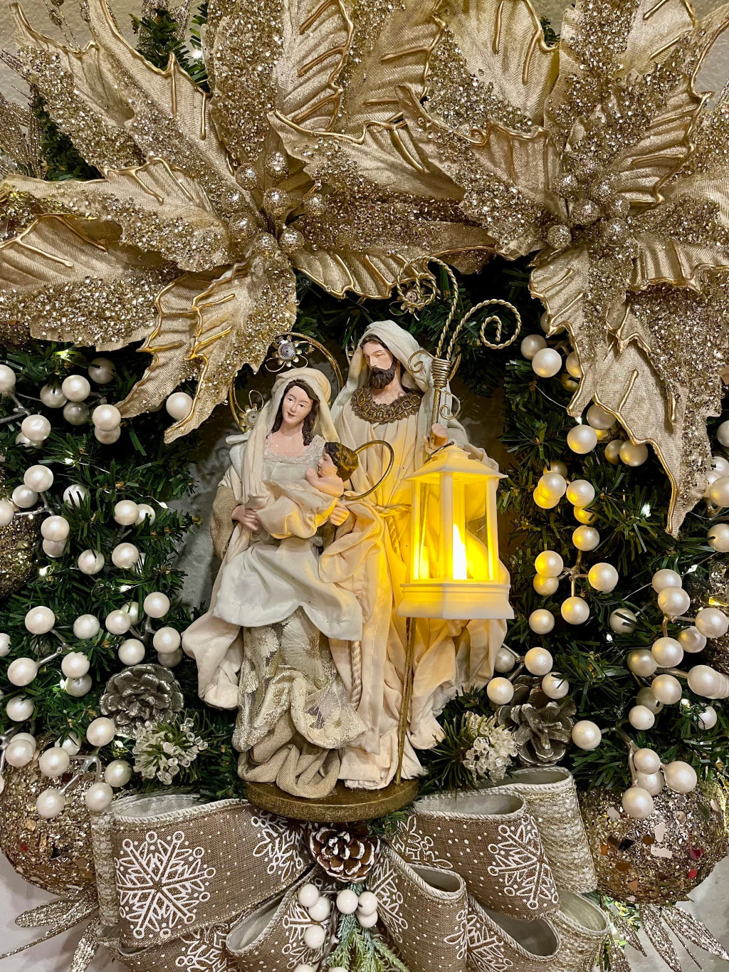 Guirlanda De Natal Sagrada Família C/ Led 65cm