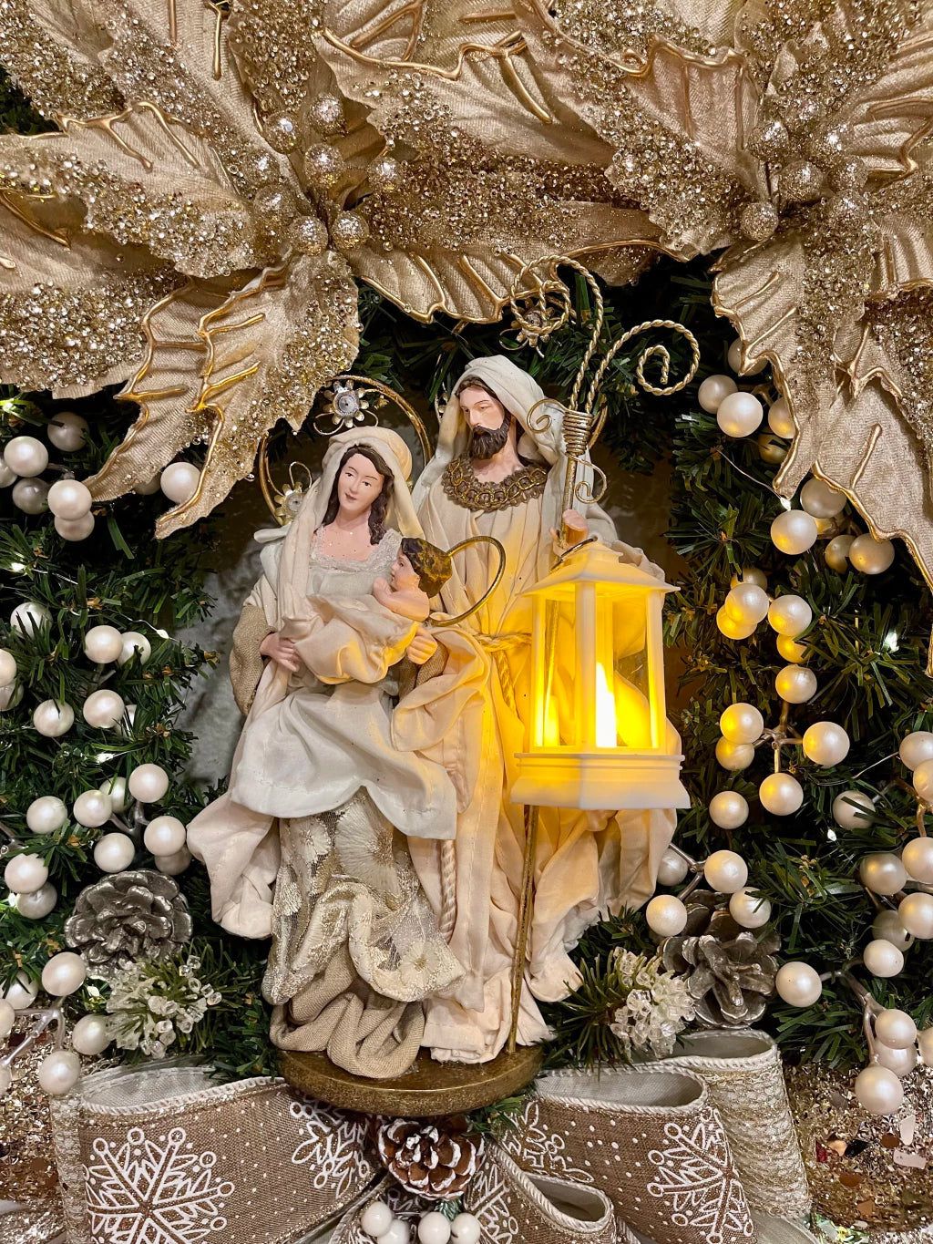 Guirlanda De Natal Sagrada Família C/ Led 65cm